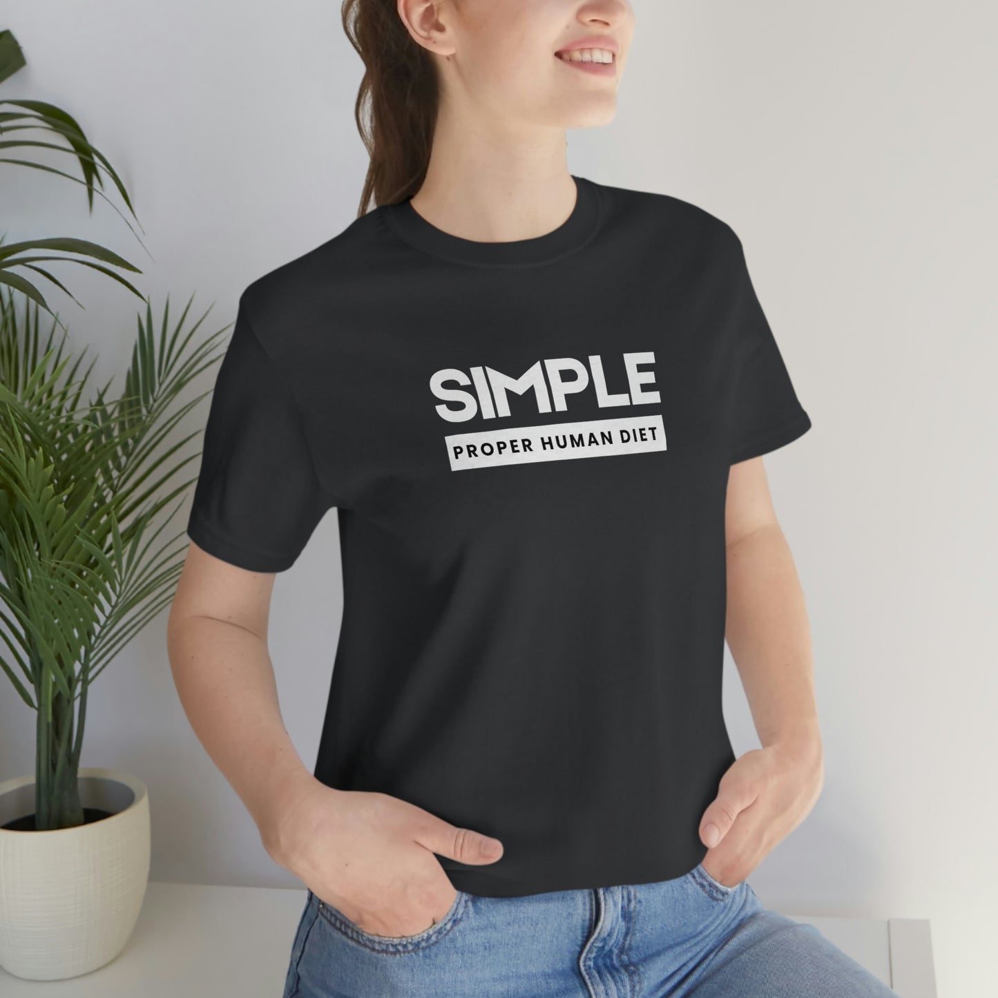 SIMPLE PROPER HUMAN DIET - Dark T - on front