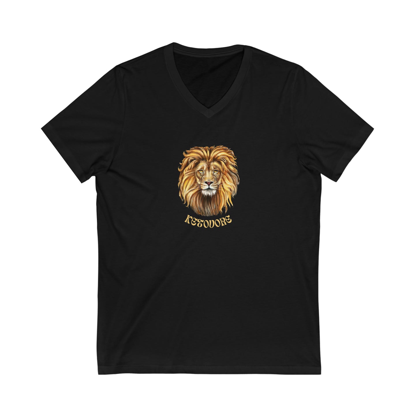 KETOVORE - Golden Lion Head - V Neck - Colored T - on front