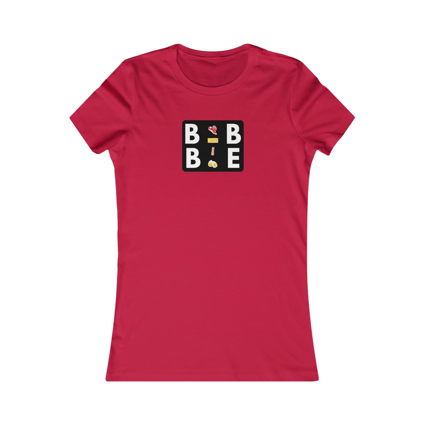 BBBE - in a black square with Icons - Colored T - Women's Slim Fit * Runs Small - on front