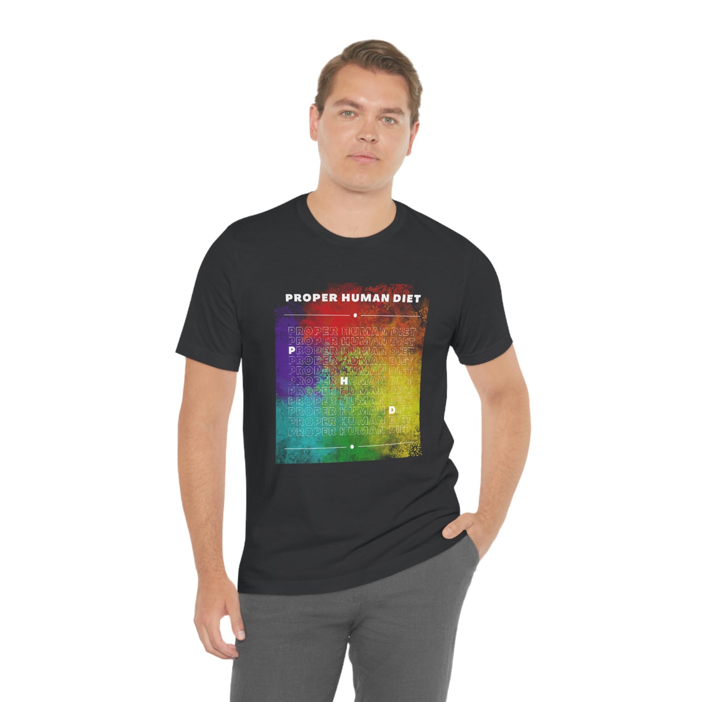 Proper Human Diet - Dark T - Color Run - on front