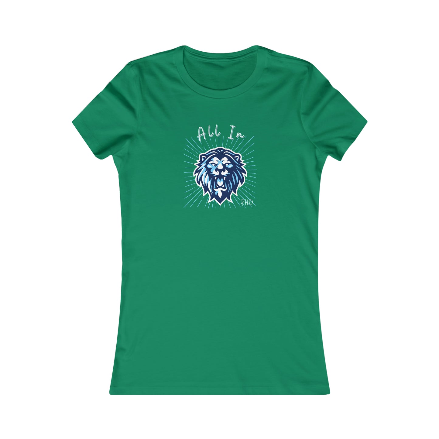 All In PHD - Blue Roaring Lion - Colored T - Women's Slim Fit * Runs Small - on front