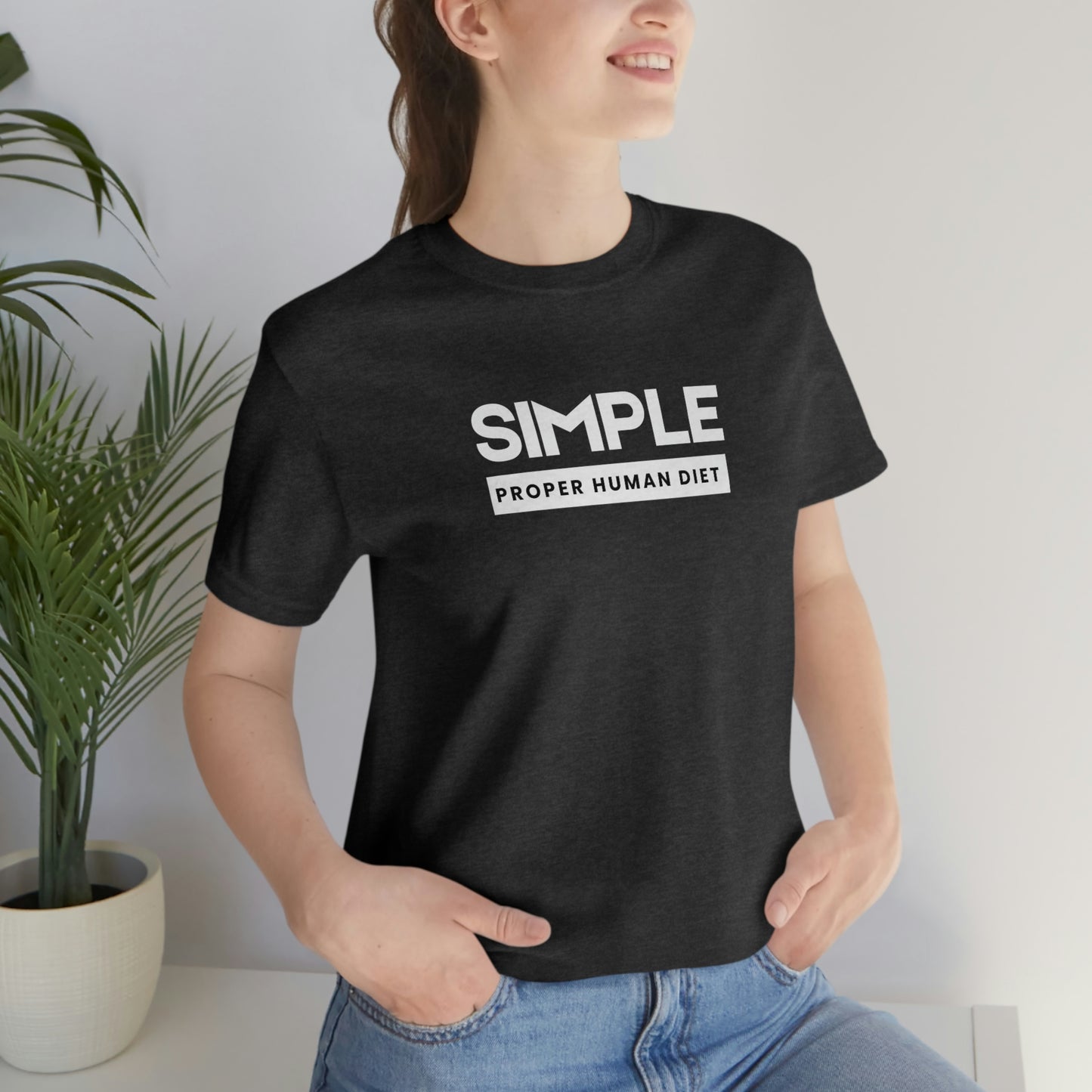 SIMPLE PROPER HUMAN DIET - Dark T - on front