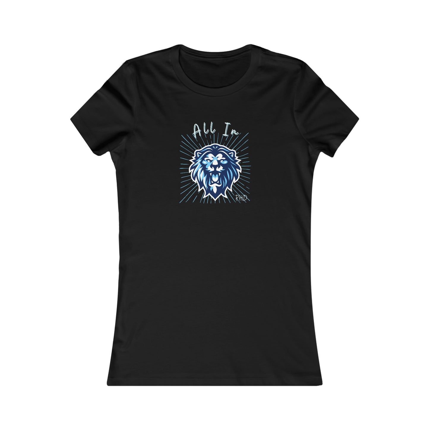 All In PHD - Blue Roaring Lion - Colored T - Women's Slim Fit * Runs Small - on front