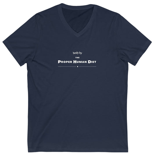 body by THE Proper Human Diet - V Neck - Dark T - on front