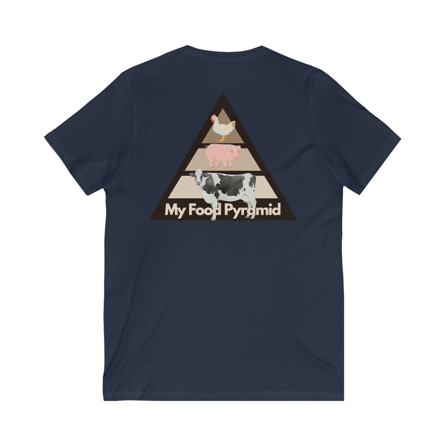 My Food Pyramid - Animal Pyramid - V Neck - Colored T - on back