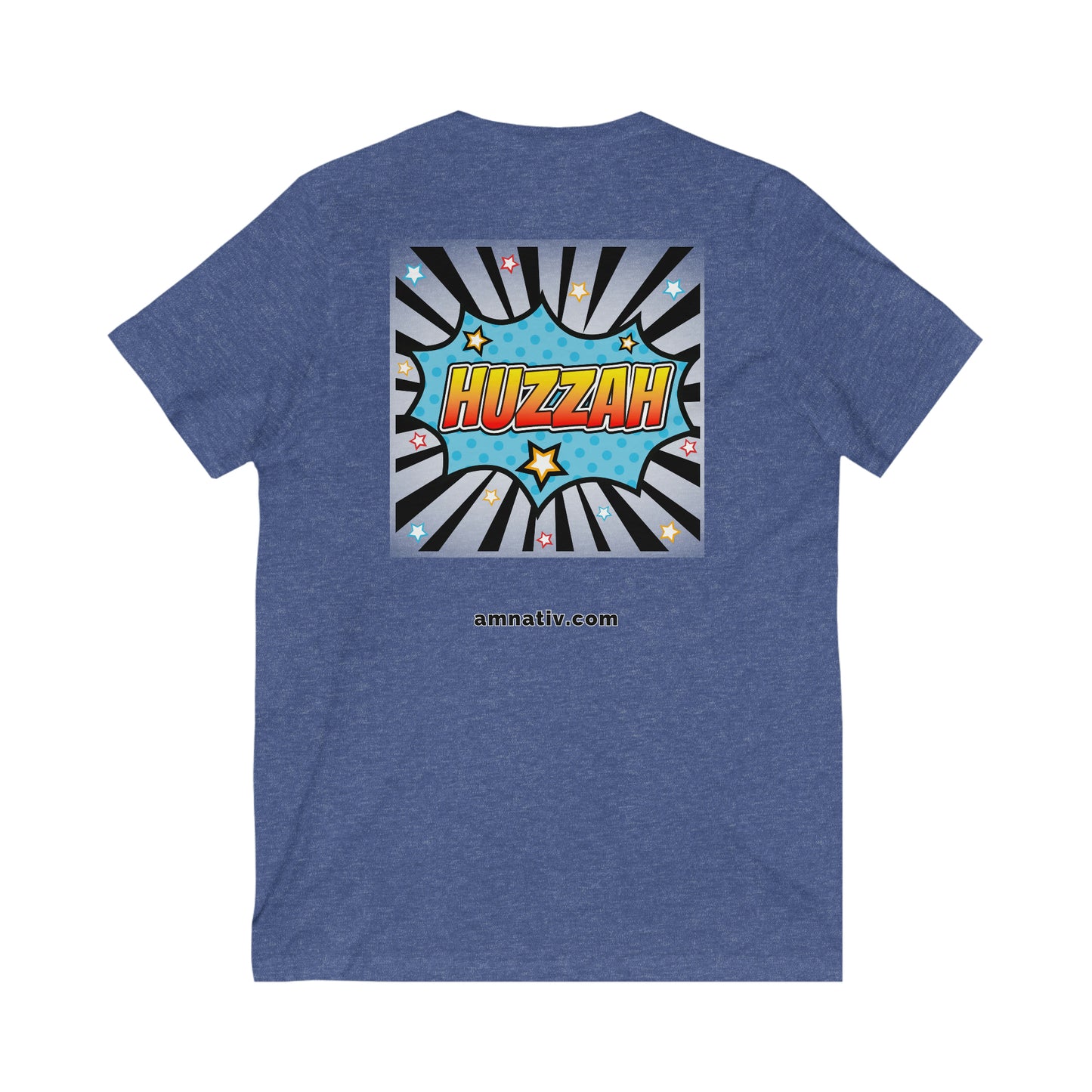 satiated with Proper Human Diet - Huzzah - V Neck - Colored T - on front and back