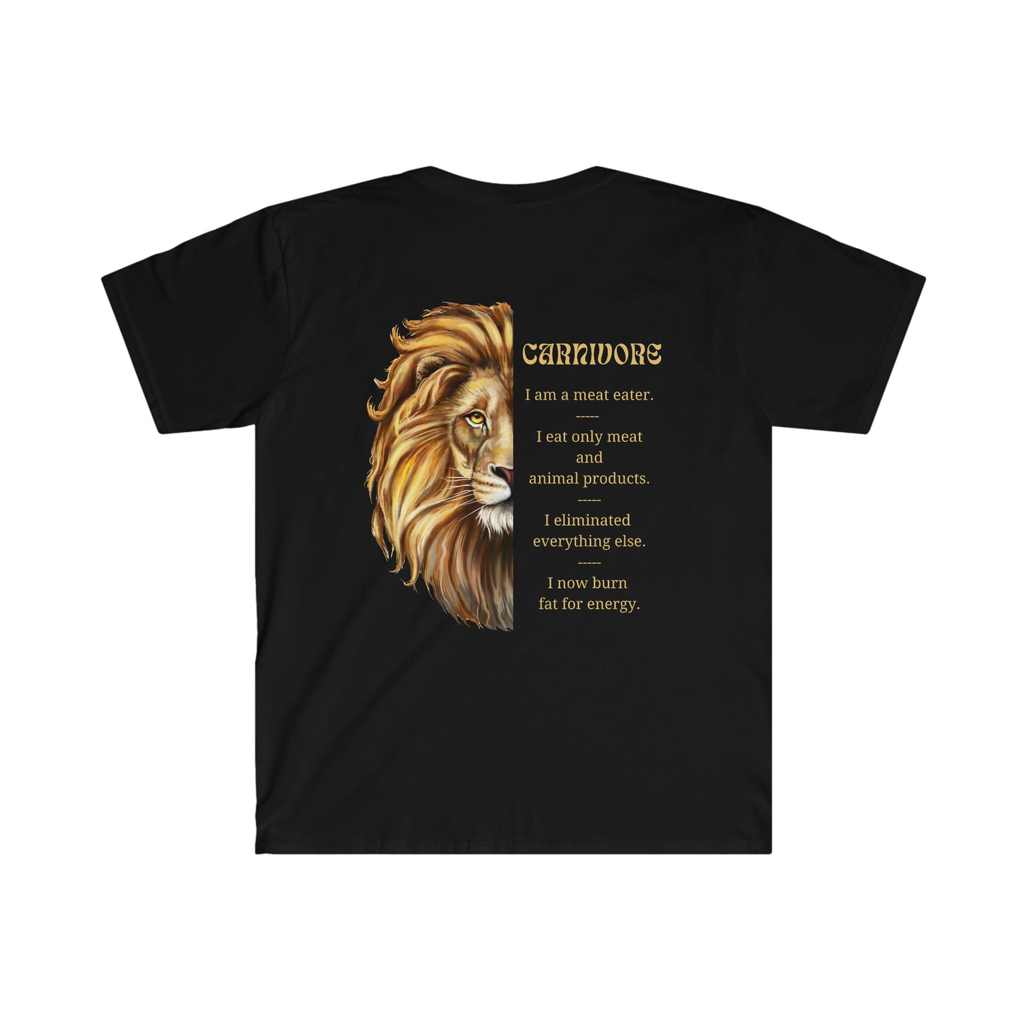 Carnivore Lion Head - Dark T - Graphic on front & Graphic on back with explanation