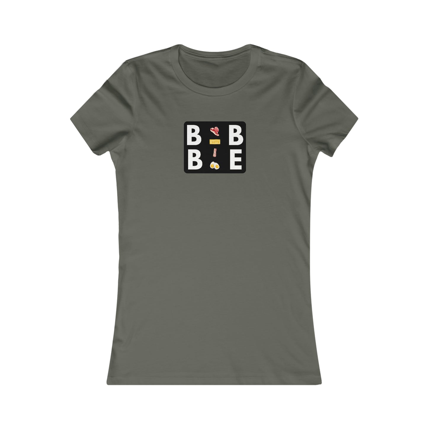 BBBE - in a black square with Icons - Colored T - Women's Slim Fit * Runs Small - on front