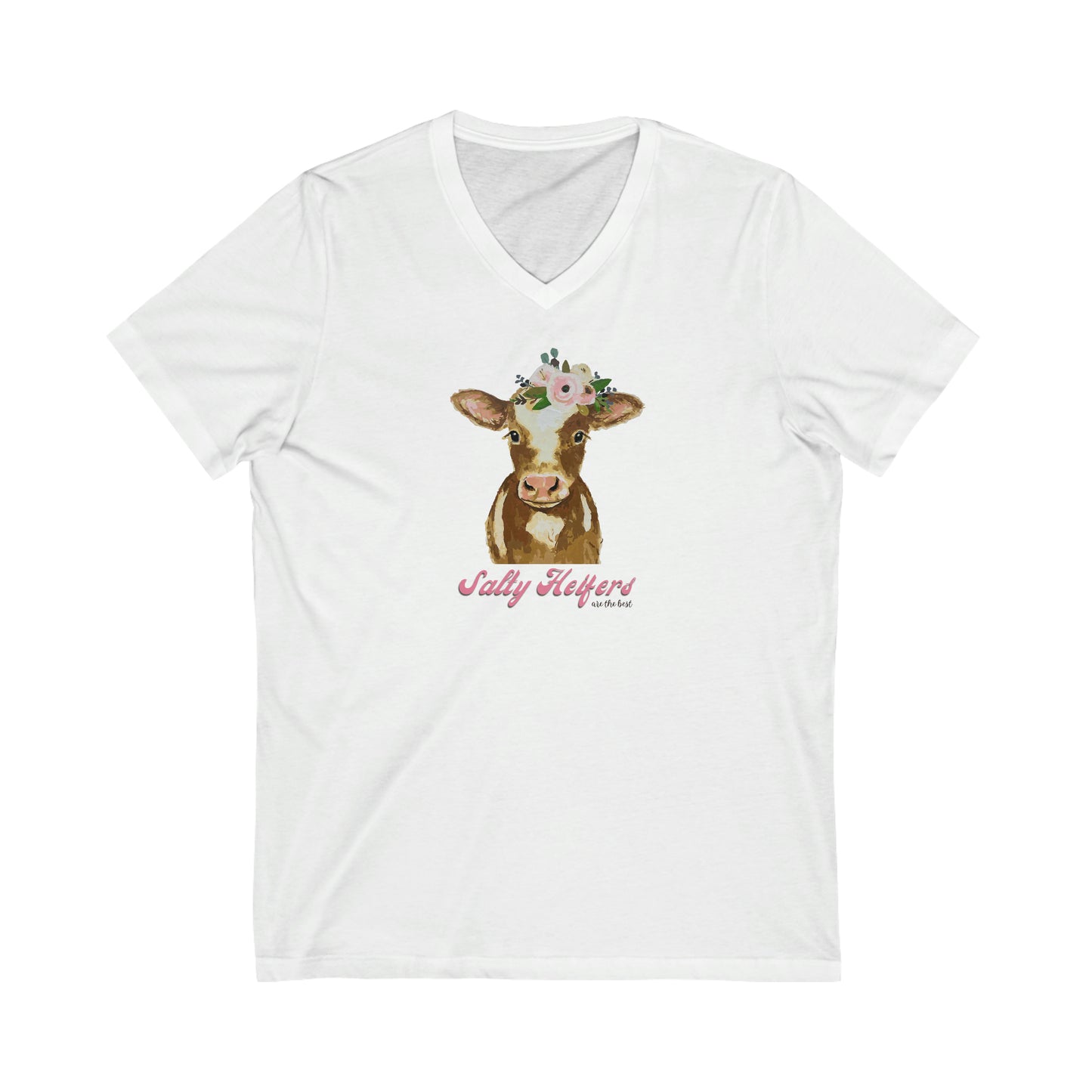Salty Heifers are the best - V Neck - Colored T - on front