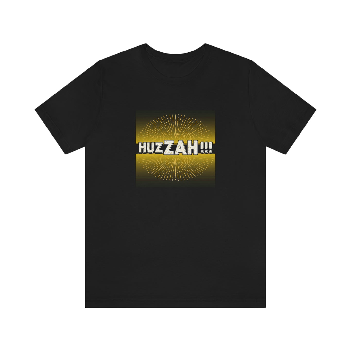 HUZZAH - the Proper Human Diet - Colored T - black & gold - on front and back