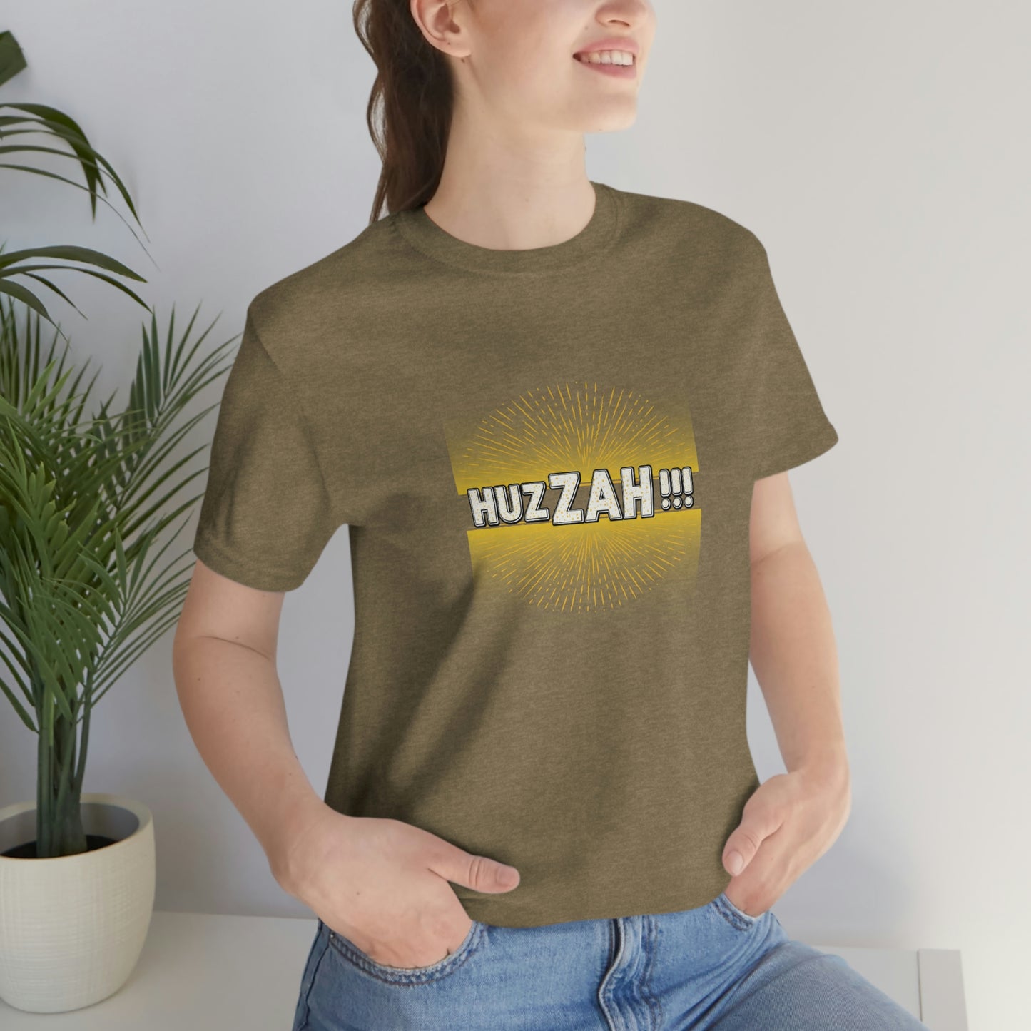 HUZZAH - the Proper Human Diet - Colored T - black & gold - on front and back