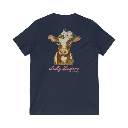 Salty Heifers are the best - V Neck - Colored T - on front and back