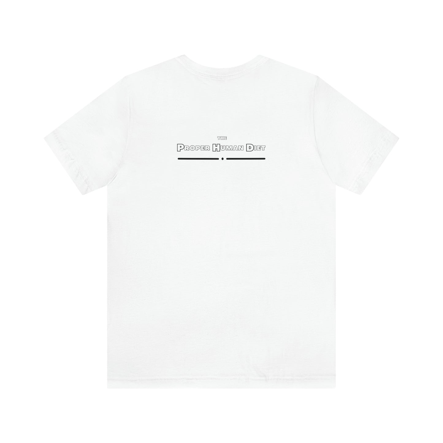 HUZZAH - the Proper Human Diet - Colored T - black & gold - on front and back