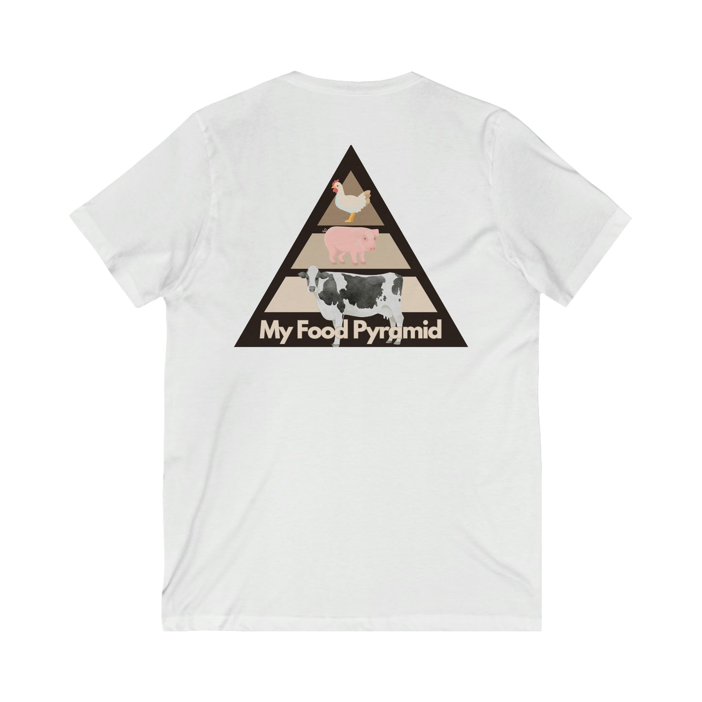 My Food Pyramid - Animal Pyramid - V Neck - Colored T - on back