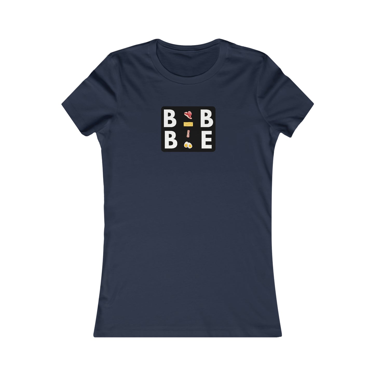 BBBE - in a black square with Icons - Colored T - Women's Slim Fit * Runs Small - on front