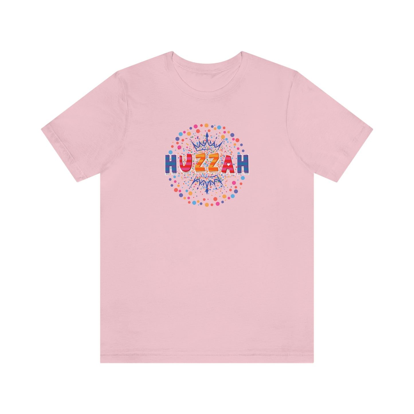 HUZZAH - Colorful with Crown - Light Colored T - on front