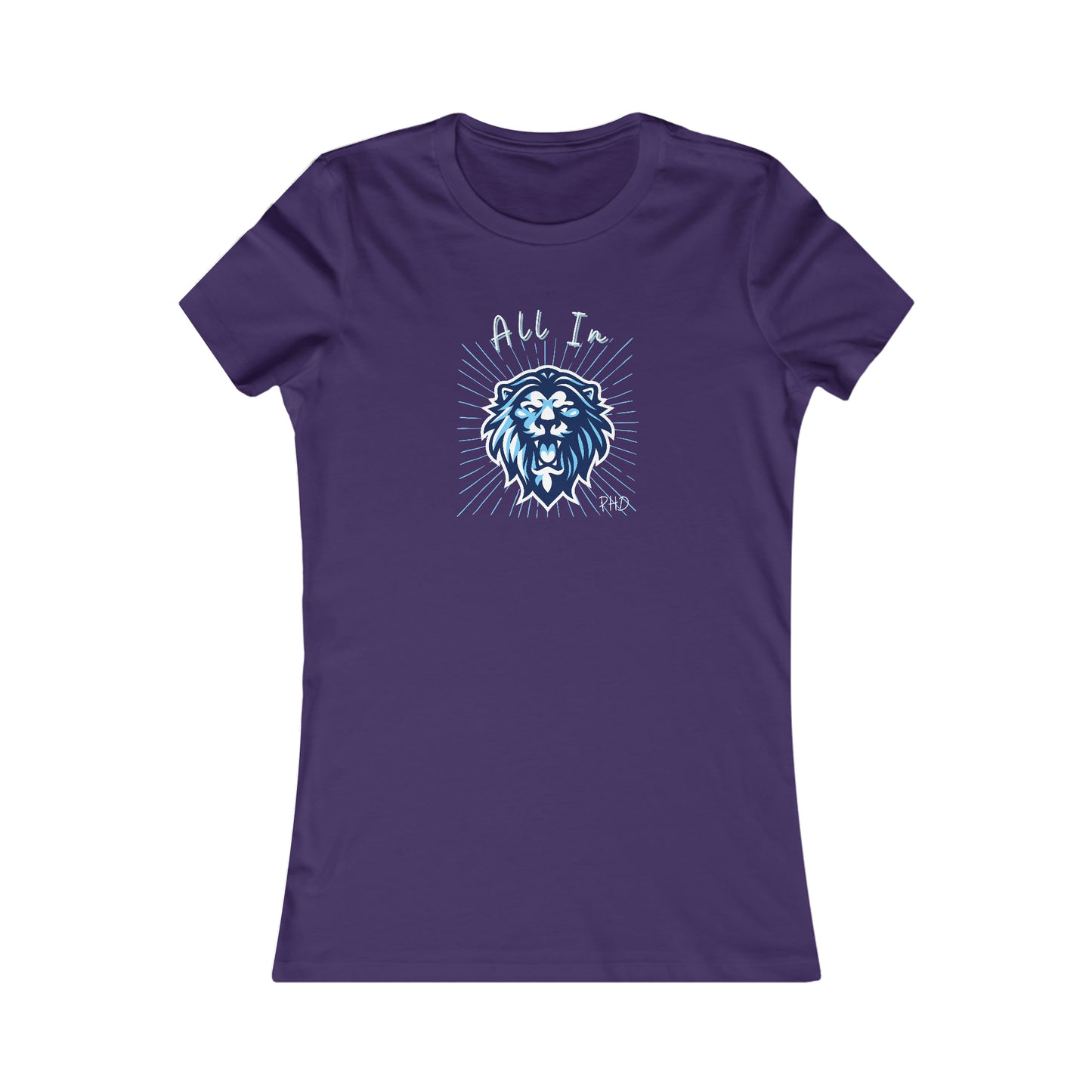 All In PHD - Blue Roaring Lion - Colored T - Women's Slim Fit * Runs Small - on front