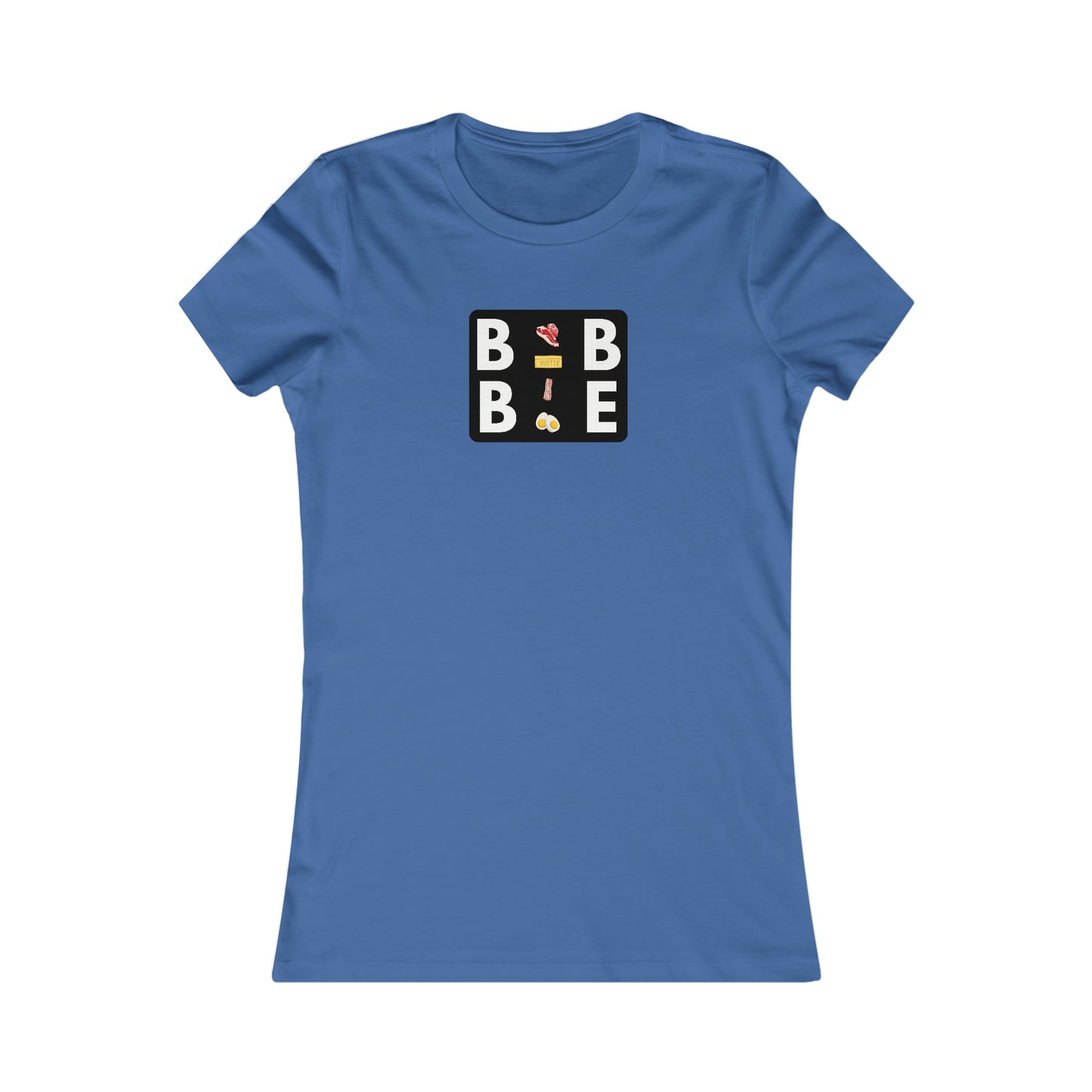 BBBE - in a black square with Icons - Colored T - Women's Slim Fit * Runs Small - on front