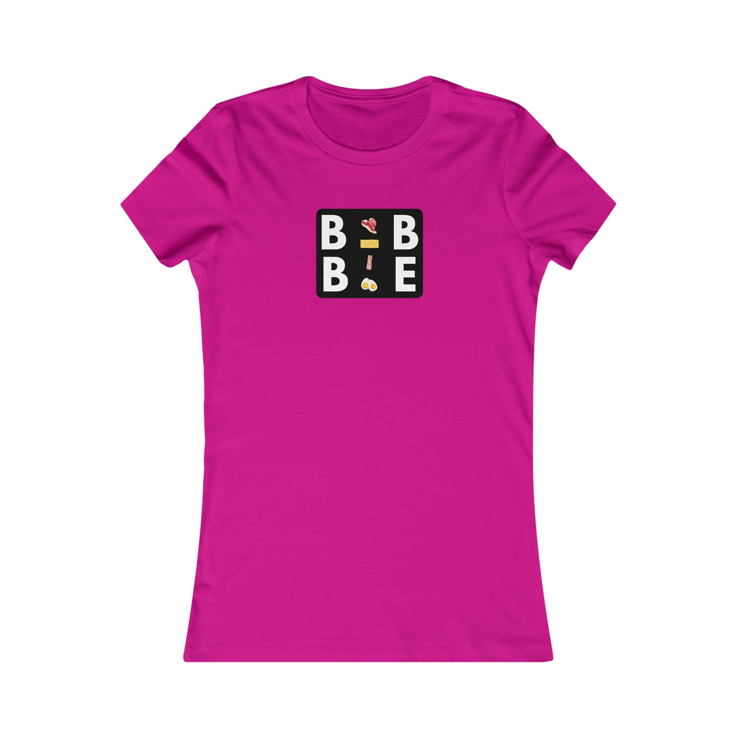 BBBE - in a black square with Icons - Colored T - Women's Slim Fit * Runs Small - on front