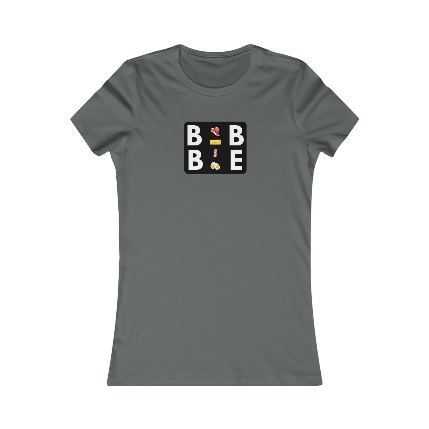 BBBE - in a black square with Icons - Colored T - Women's Slim Fit * Runs Small - on front