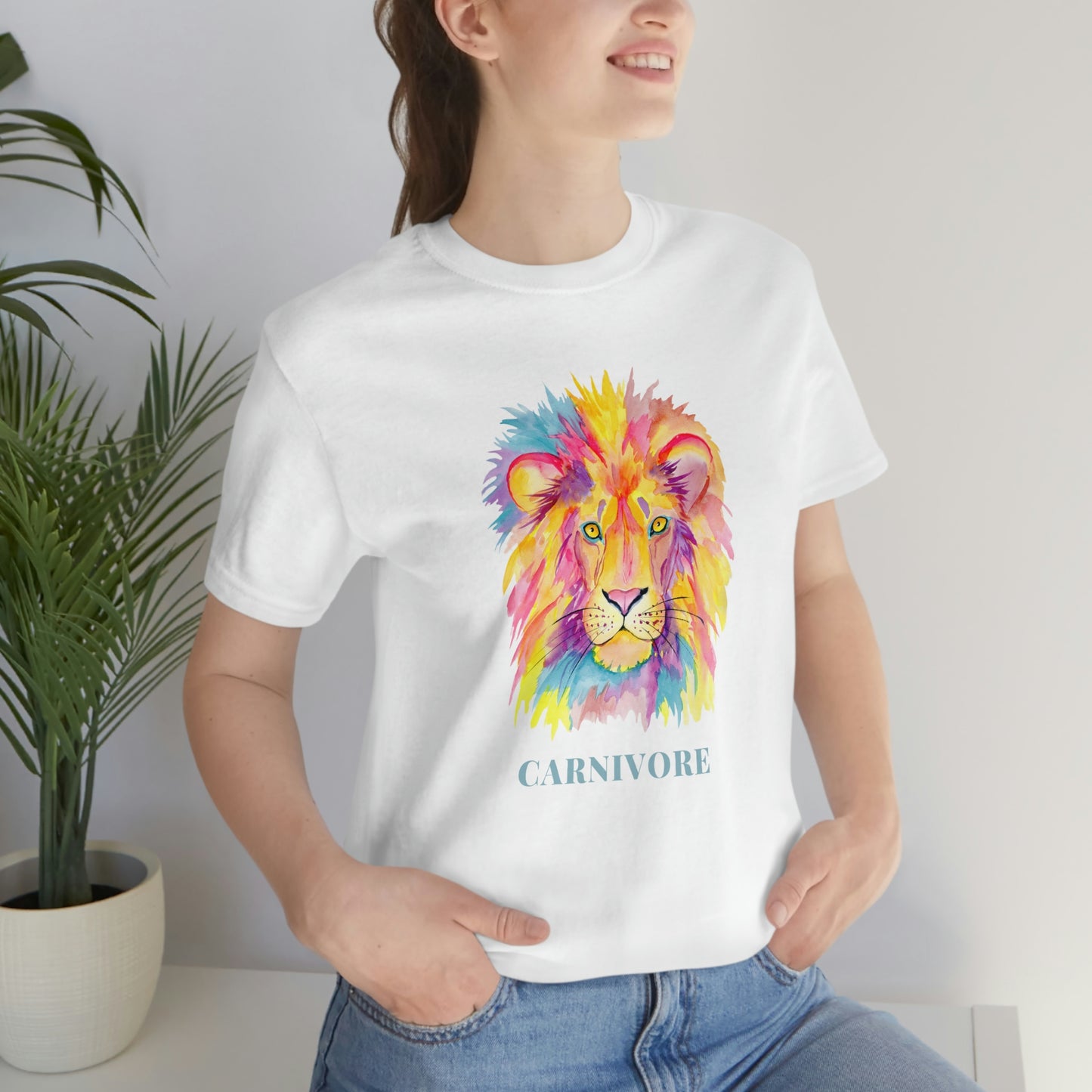CARNIVORE - Colorful Lion - Colored T - on front and back