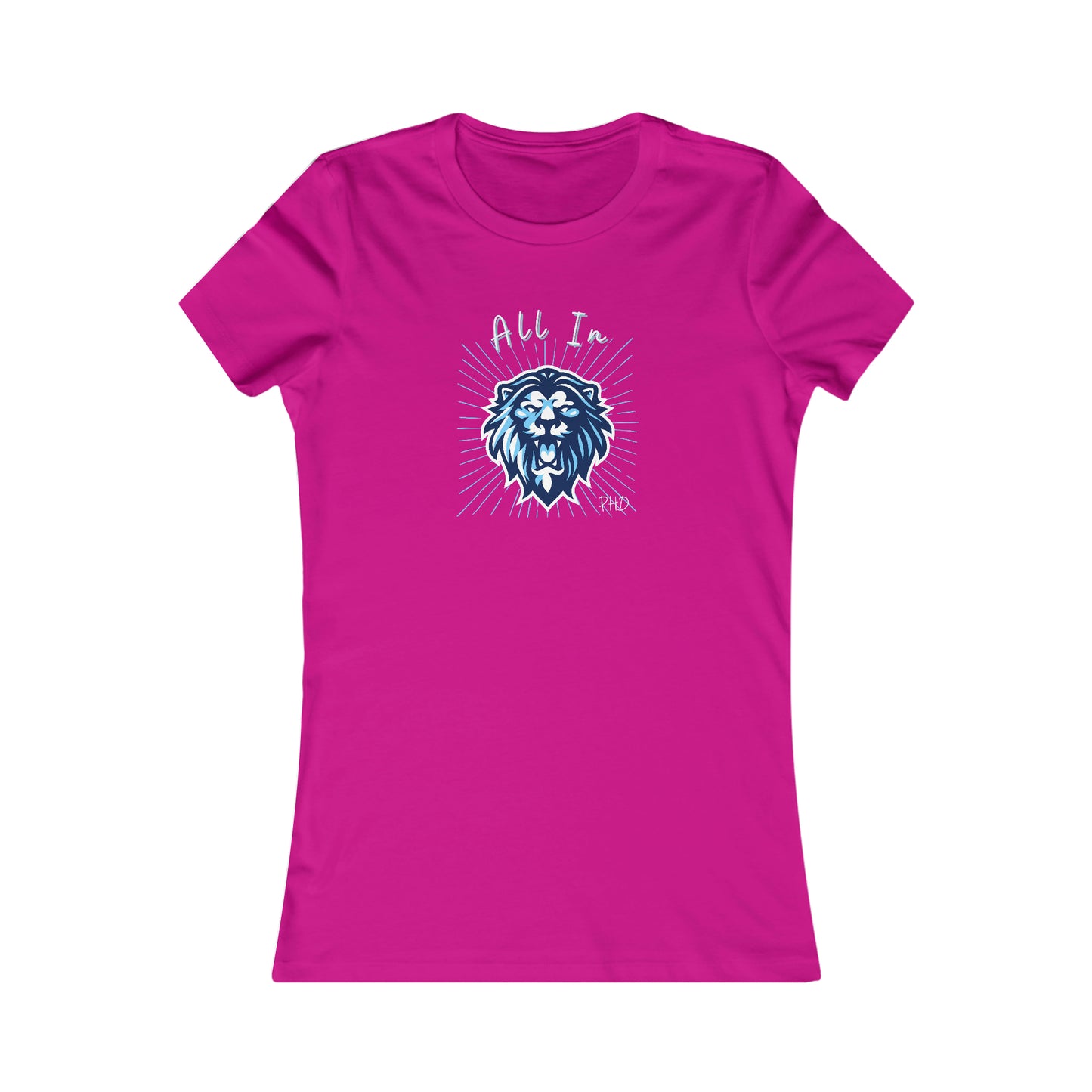 All In PHD - Blue Roaring Lion - Colored T - Women's Slim Fit * Runs Small - on front