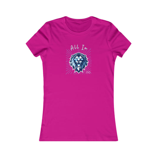 All In PHD - Blue Roaring Lion - Colored T - Women's Slim Fit * Runs Small - on front