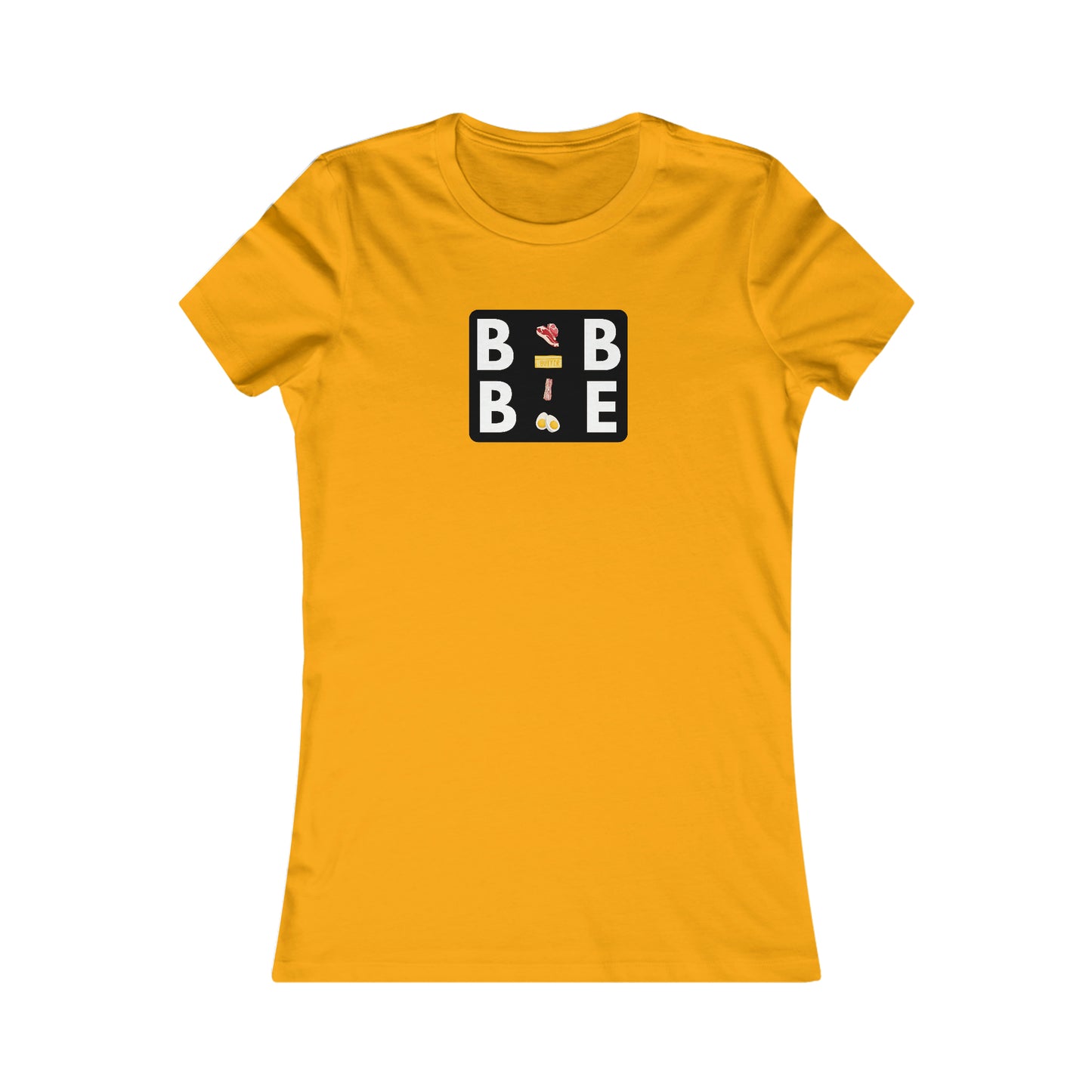 BBBE - in a black square with Icons - Colored T - Women's Slim Fit * Runs Small - on front