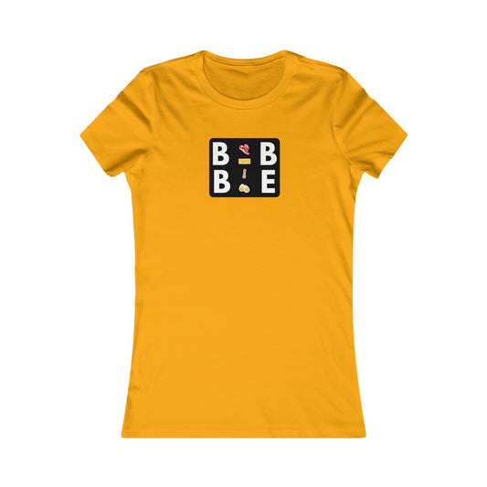 BBBE - in a black square with Icons - Colored T - Women's Slim Fit * Runs Small - on front