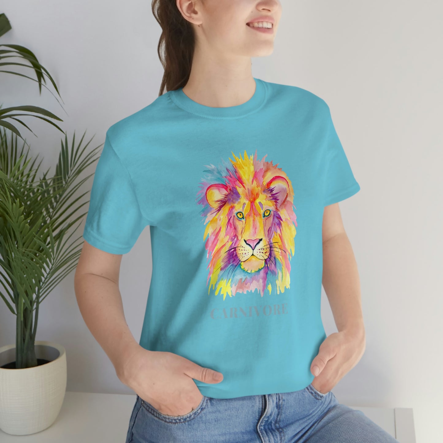 CARNIVORE - Colorful Lion - Colored T - on front and back