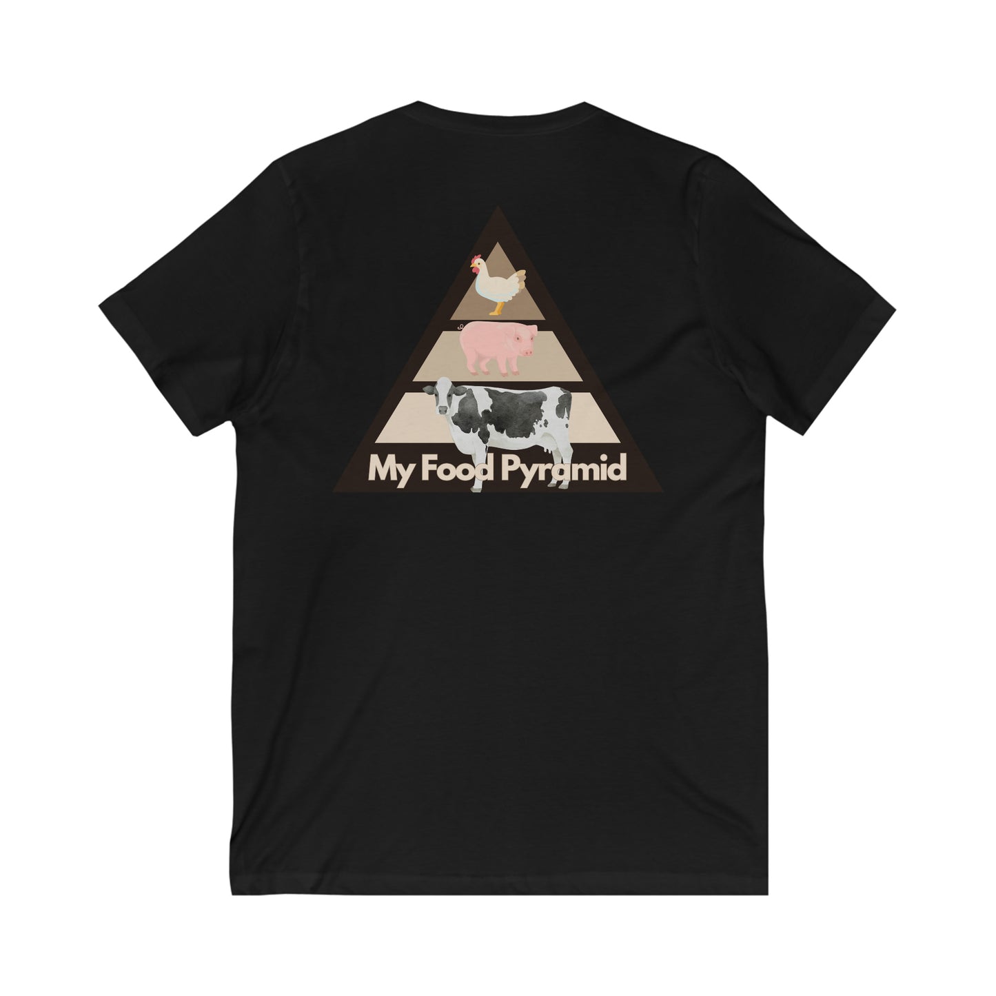 My Food Pyramid - Animal Pyramid - V Neck - Colored T - on back