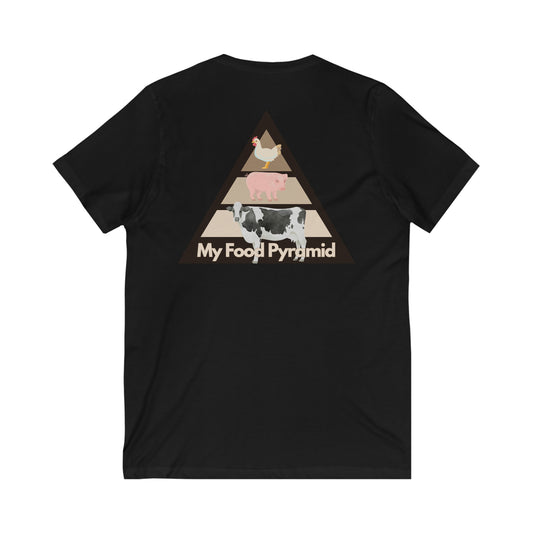 My Food Pyramid - Animal Pyramid - V Neck - Colored T - on back