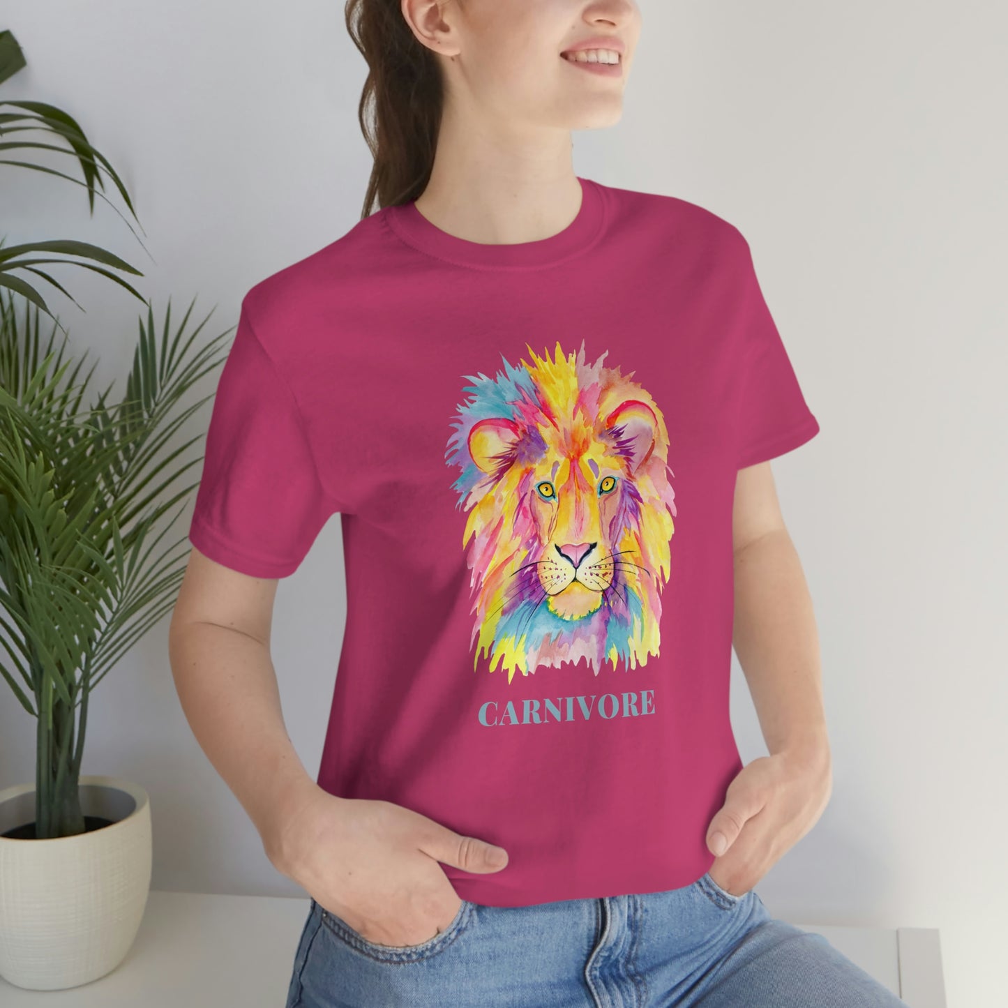 CARNIVORE - Colorful Lion - Colored T - on front and back