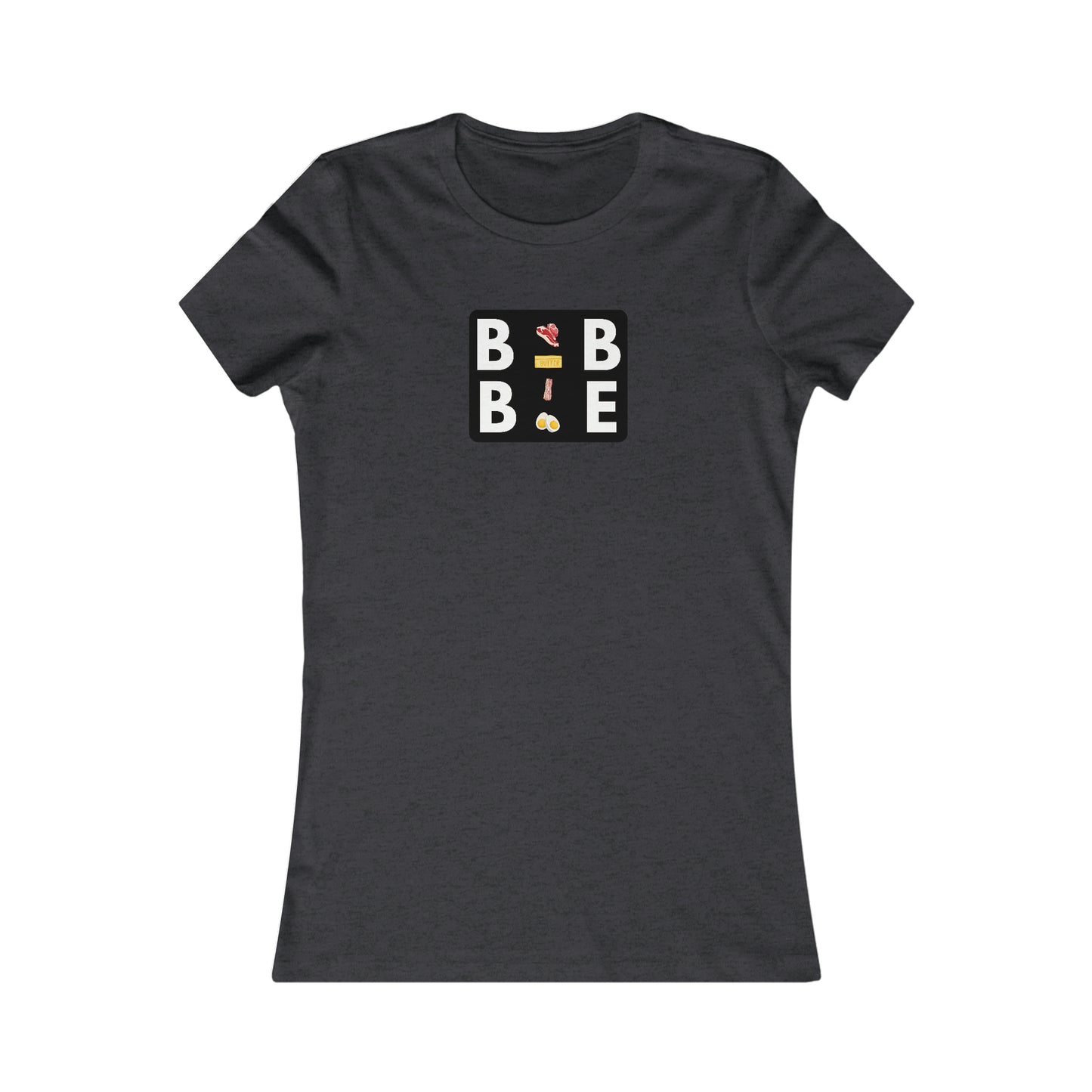 BBBE - in a black square with Icons - Colored T - Women's Slim Fit * Runs Small - on front